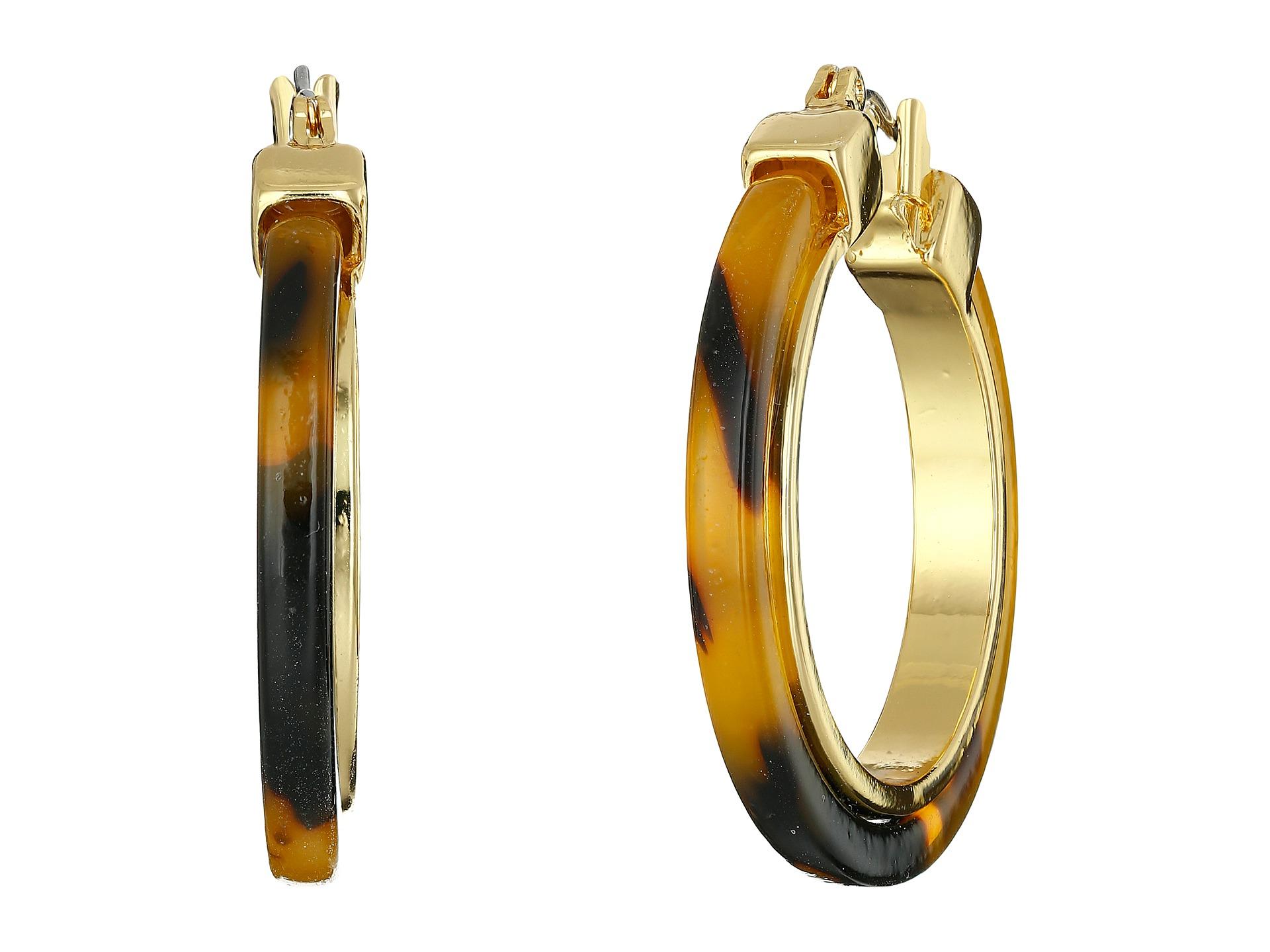 Lauren by ralph lauren Large Tortoise Clickit Hoop Earrings With Metal